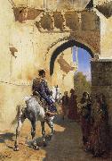 Edwin Lord Weeks A Street SDcene in North West India,Probably Udaipur USA oil painting artist